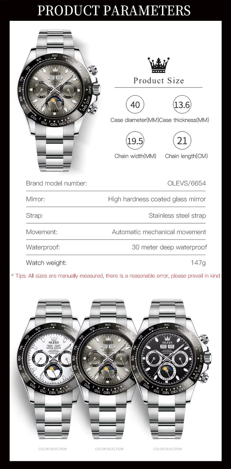Automatic Mechanical Watches for Men TOP Brand High Quality Stainless Steel Wristwatch Luminous Waterproof Men'S Watch