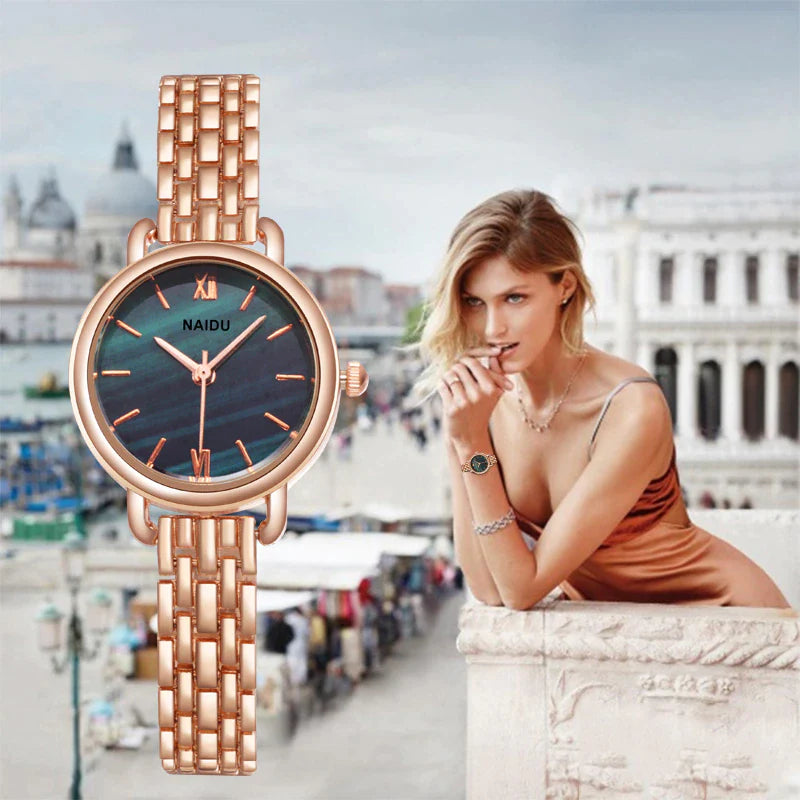 Women Watches New NAIDU Rose Gold Silver Ladies Bracelet Watch Womens Quartz Dress Wristwatch Feminino Reloj Mujer Kol Saati