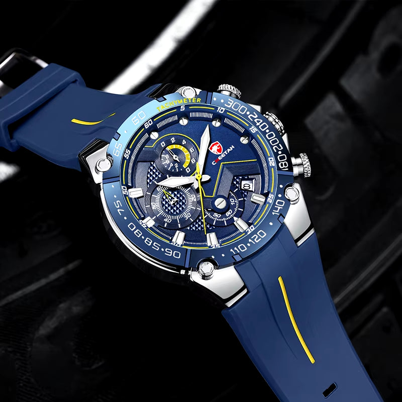 New Watches Mens Luxury Brand Big Dial Watch Men Waterproof Quartz Wristwatch Sports Chronograph Clock Relogio Masculino