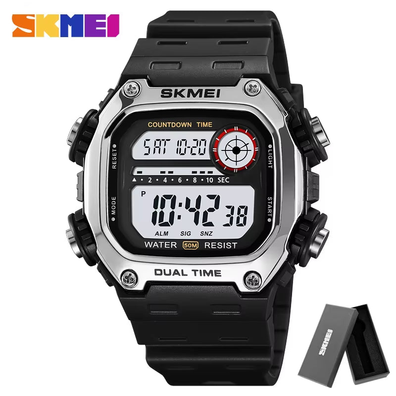 2126 Alarm Montre Homme Back Light Dightal Countdown Sport Watches Mens Fashion 5Bar Waterproof Stopwatch Wristwatch