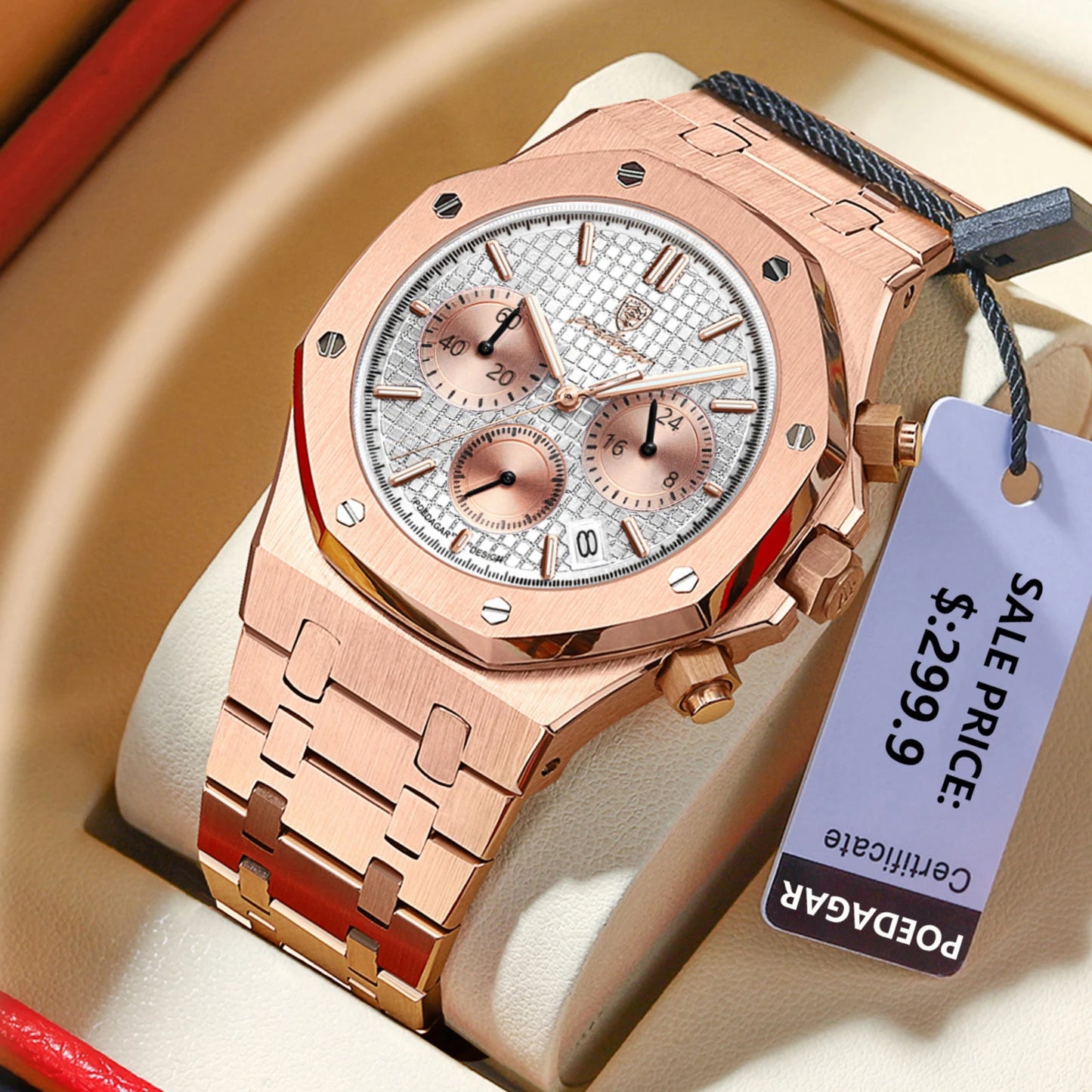 Men'S Watches Fine Steel Fashion Original Quartz Watch for Man Waterproof Luminous Date Chronograph Luxury Wristwatch