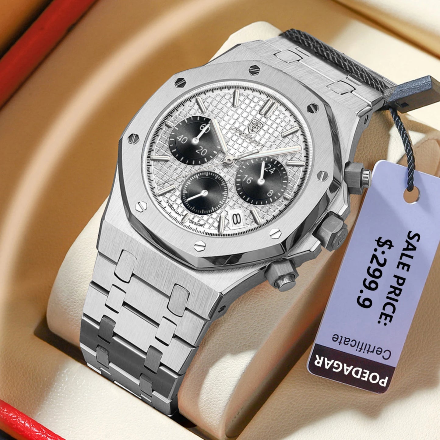 Men'S Watches Fine Steel Fashion Original Quartz Watch for Man Waterproof Luminous Date Chronograph Luxury Wristwatch
