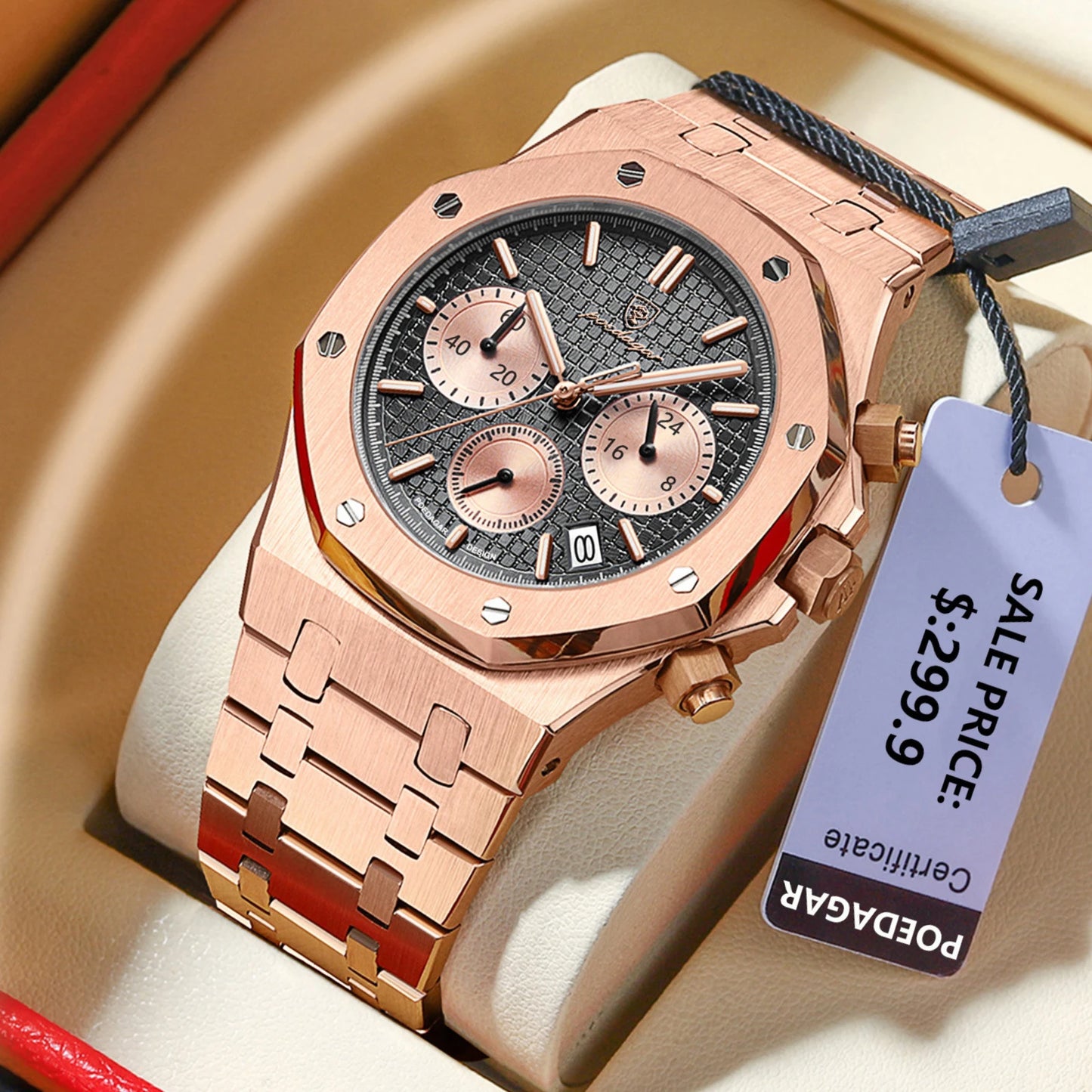 Men'S Watches Fine Steel Fashion Original Quartz Watch for Man Waterproof Luminous Date Chronograph Luxury Wristwatch