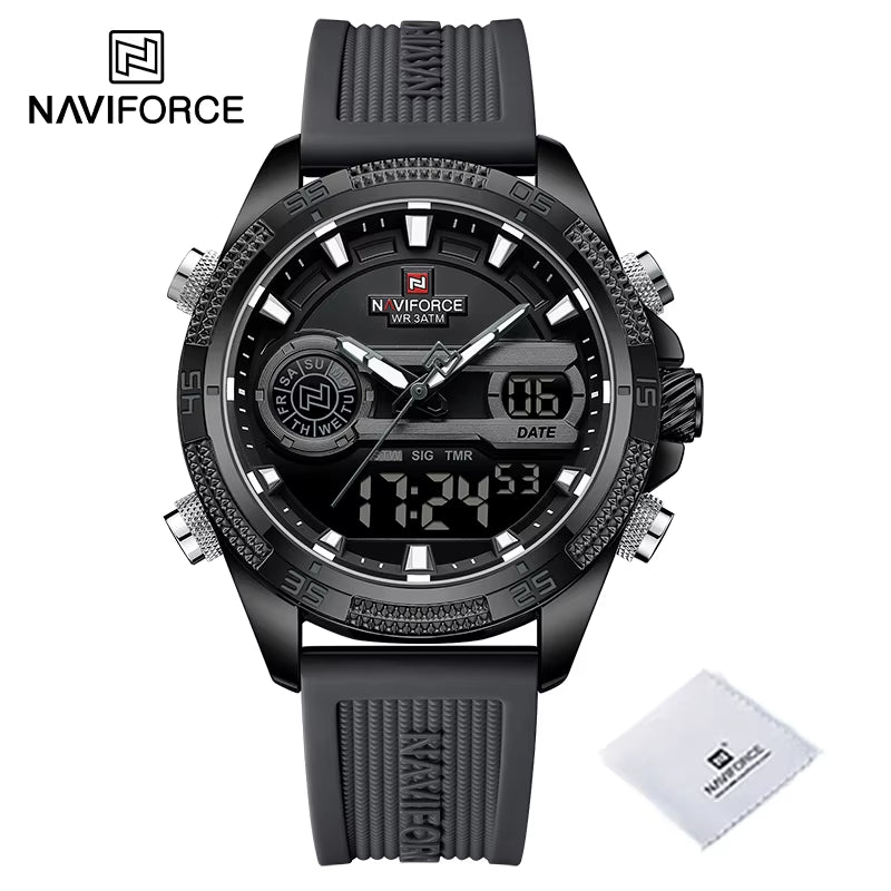 Casual Wild Silicone Strap Man'S Wristwatch Luminous Sports Water Resistant Dual Display Quartz Watches for Men NF9223