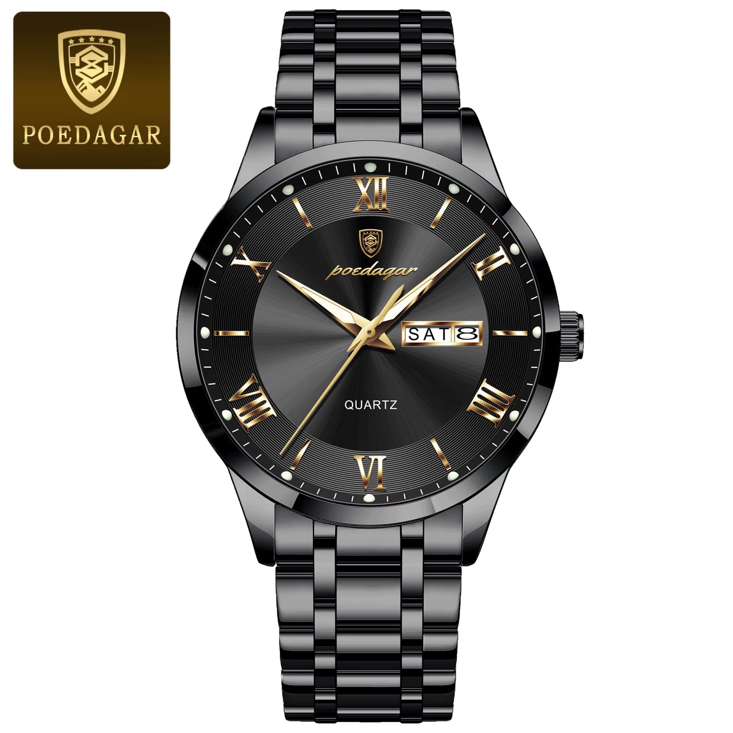 Luxury Fashion Men Clock Waterproof Luminous Week Date Sports Man Wristwatch Stainless Steel Men'S Quartz Watches Reloj