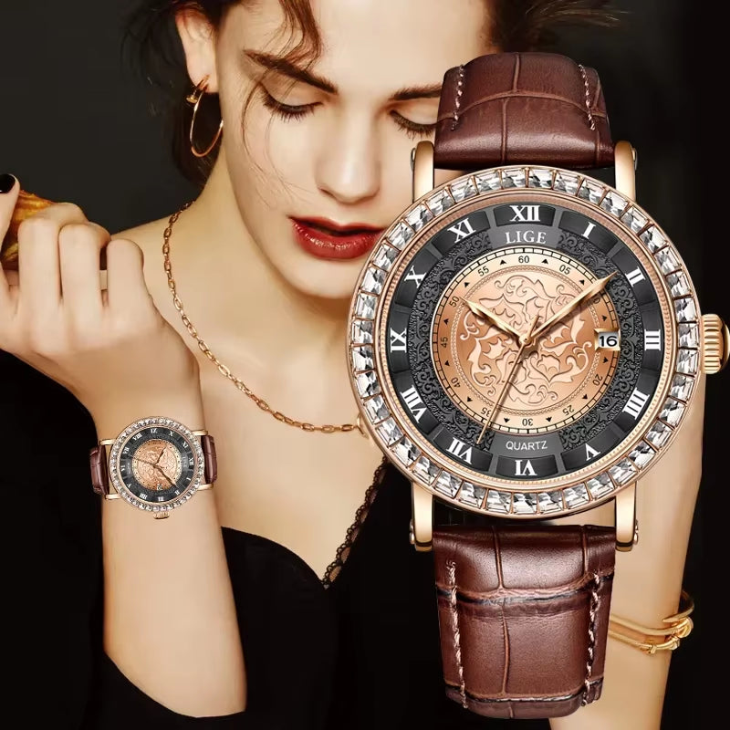Top Luxury Fashion Vintage Watch for Women Waterproof Leather Strap Bracelet Ladies Watches Quartz Woman Clocks Reloj Mujer