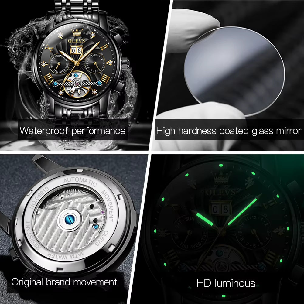 Classic Men'S Watches Tourbillon Multi-Function Full Automatic Men Watch High End Male Wristwatches