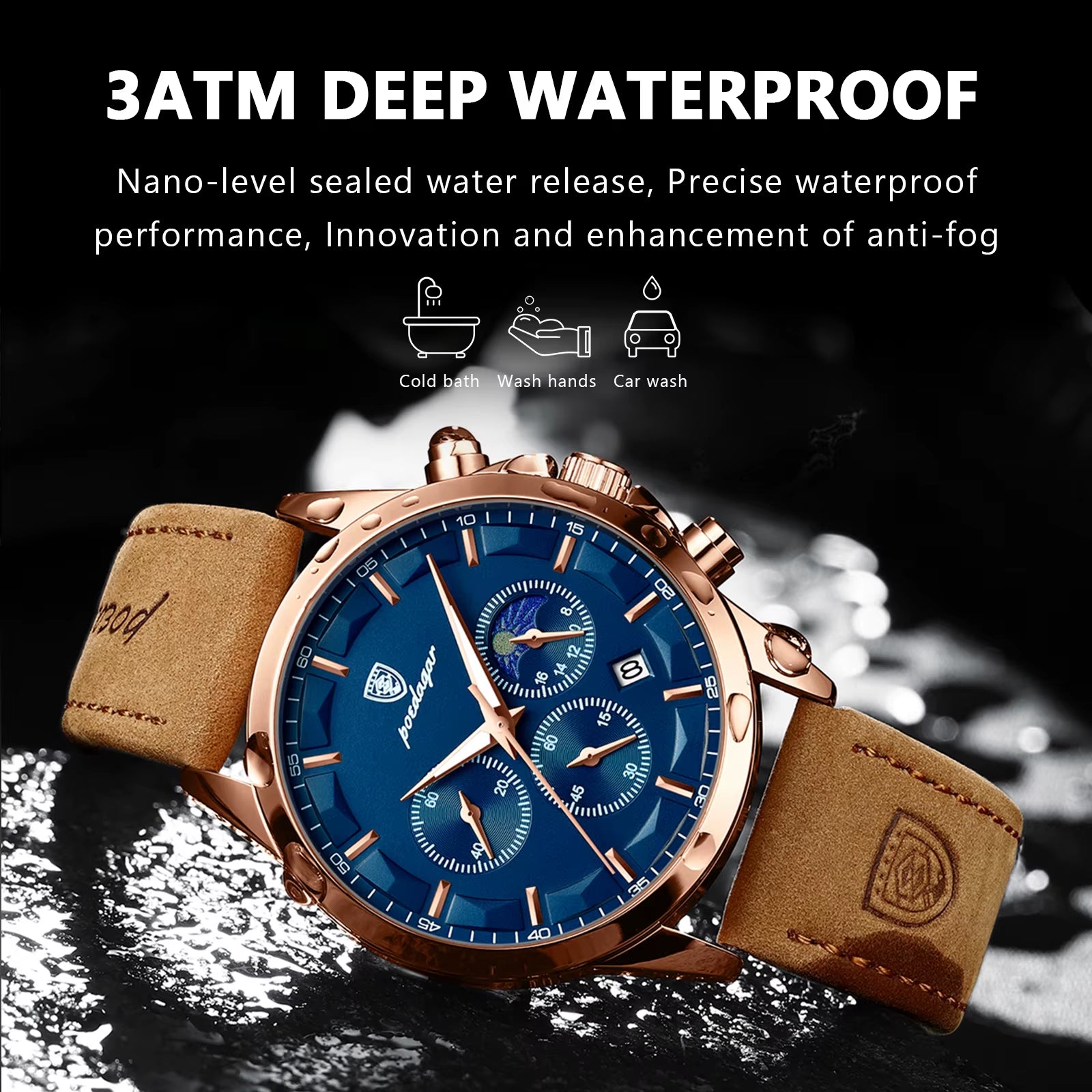 Luxury Man Wristwatch Sports Leather Men Quartz Watch Waterproof Luminous Calendar Chronograph Men'S Watches Male Clock