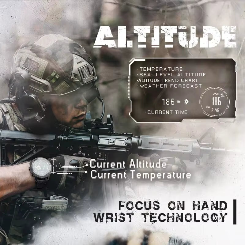 APACHE-46 Men Digital Watch Outdoor Sports Running Swimming Outdoor Sport Watches Altimeter Barometer Compass WR50M