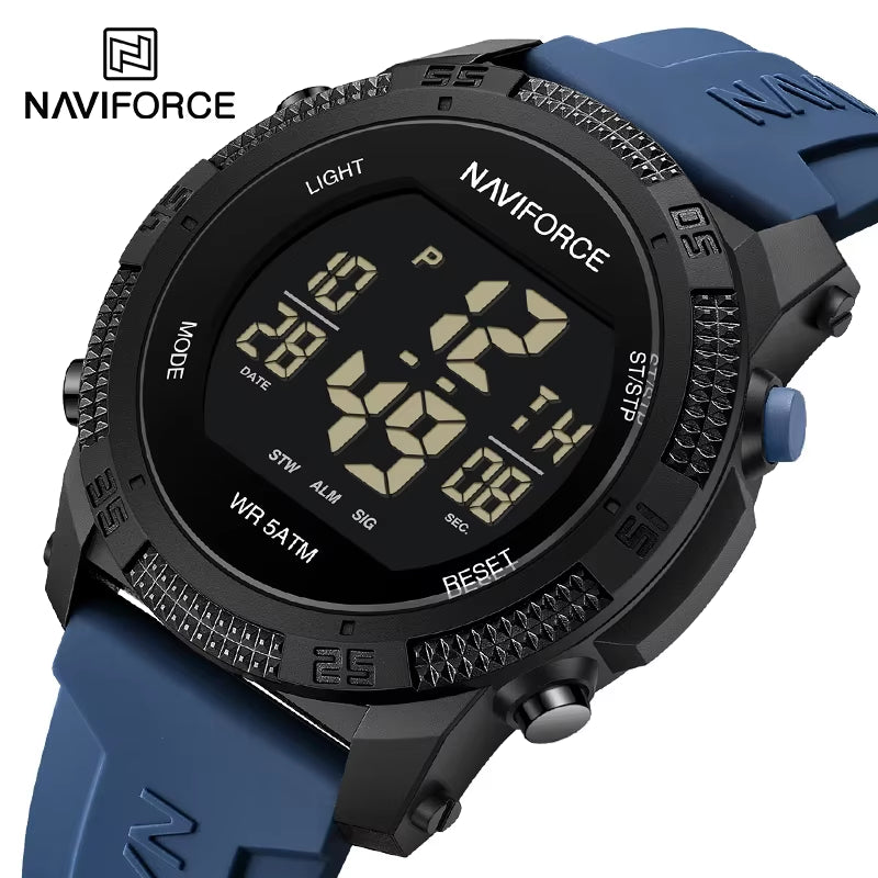 Men'S Fashion LCD Digital Wristwatch 50M Waterproof Sports Silicone Strap Watches for Man Casual Electronic Male Clock
