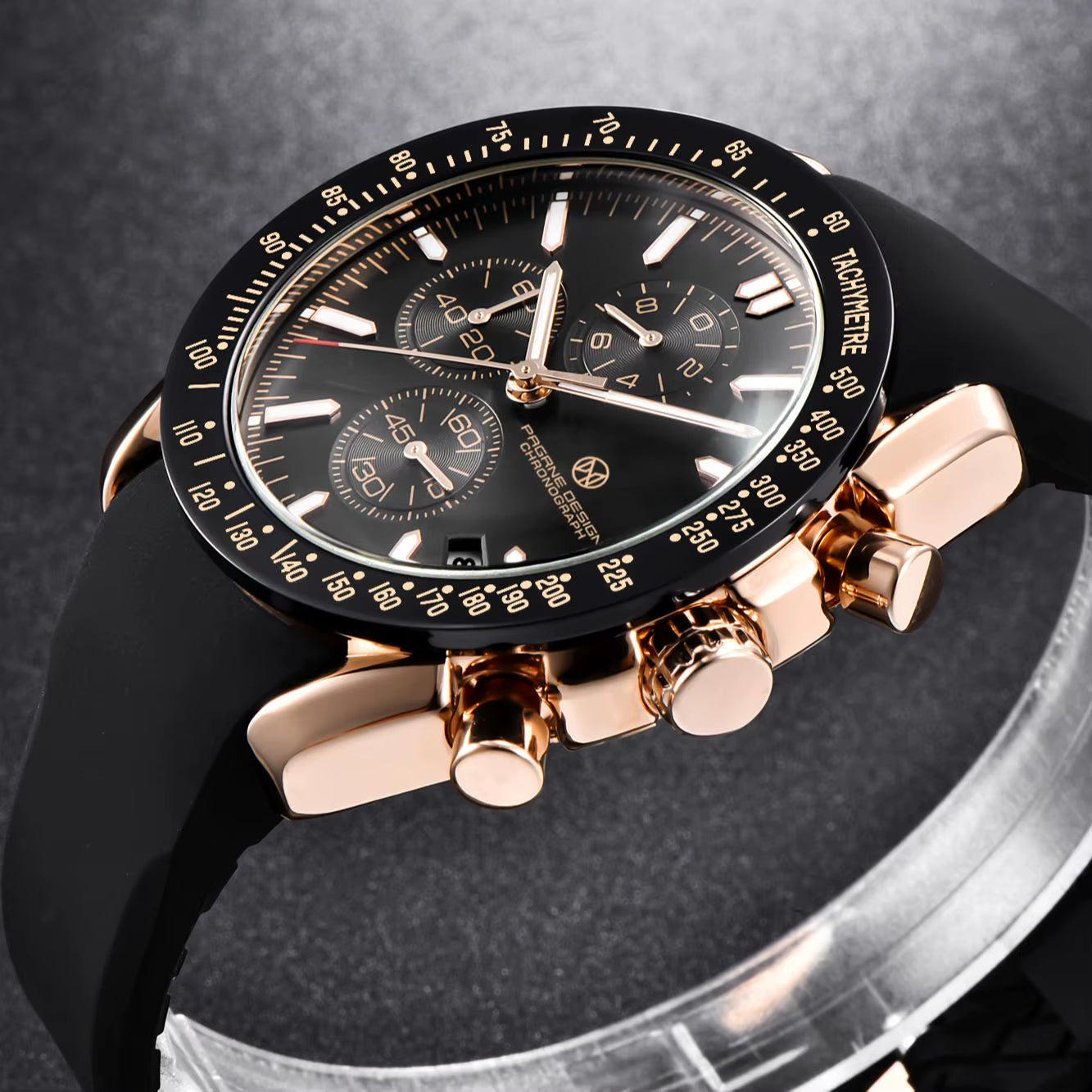 2023 PAGRNE DESIGN Men Quartz Watches 45MM Top Waterproof Luxury Business Sapphire Stainless Steel Relogio Masculino 5140