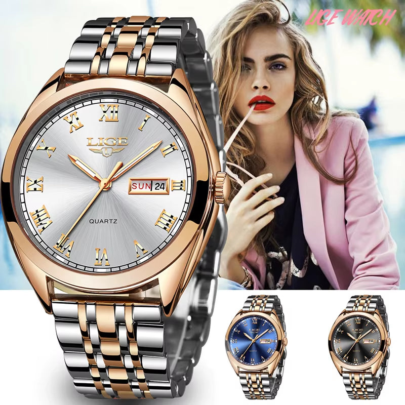 Fashion Women Watches Ladies Top Brand Luxury Waterproof Gold Quartz Watch Women Stainless Steel Date Wear Gift Clock 2021