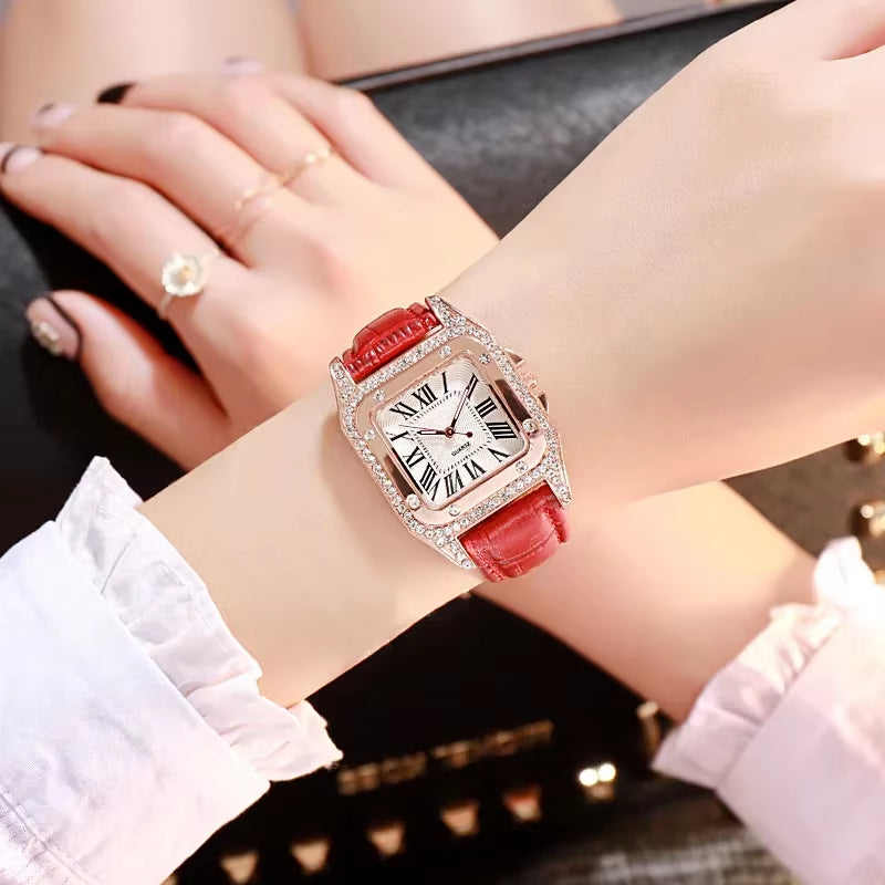 Women Diamond Watch Starry Luxury Bracelet Set Watches Ladies Casual Leather Band Quartz Wristwatch Female Clock Zegarek Damski