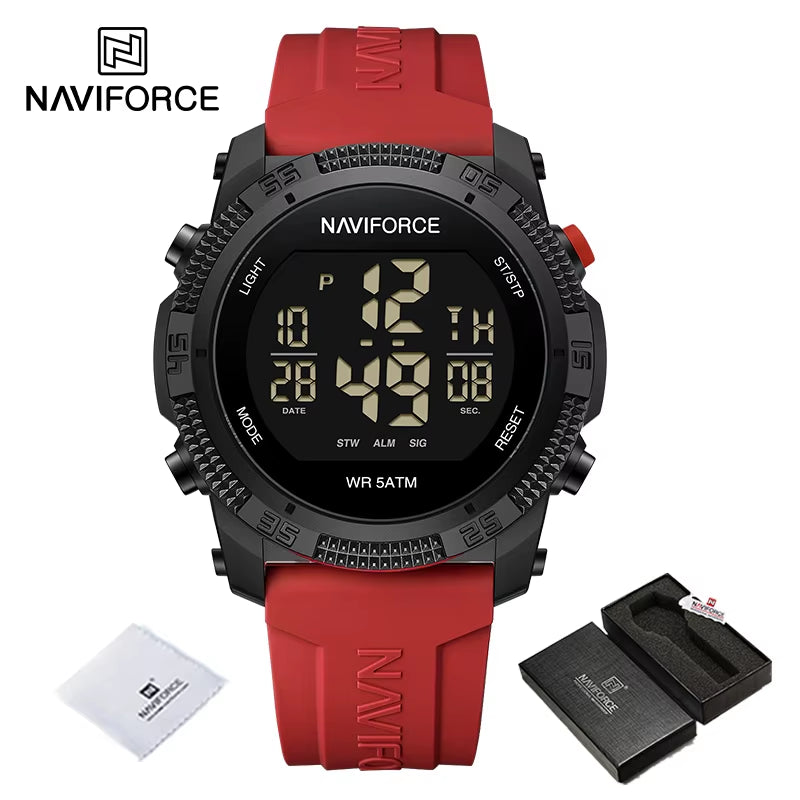 Men'S Fashion LCD Digital Wristwatch 50M Waterproof Sports Silicone Strap Watches for Man Casual Electronic Male Clock