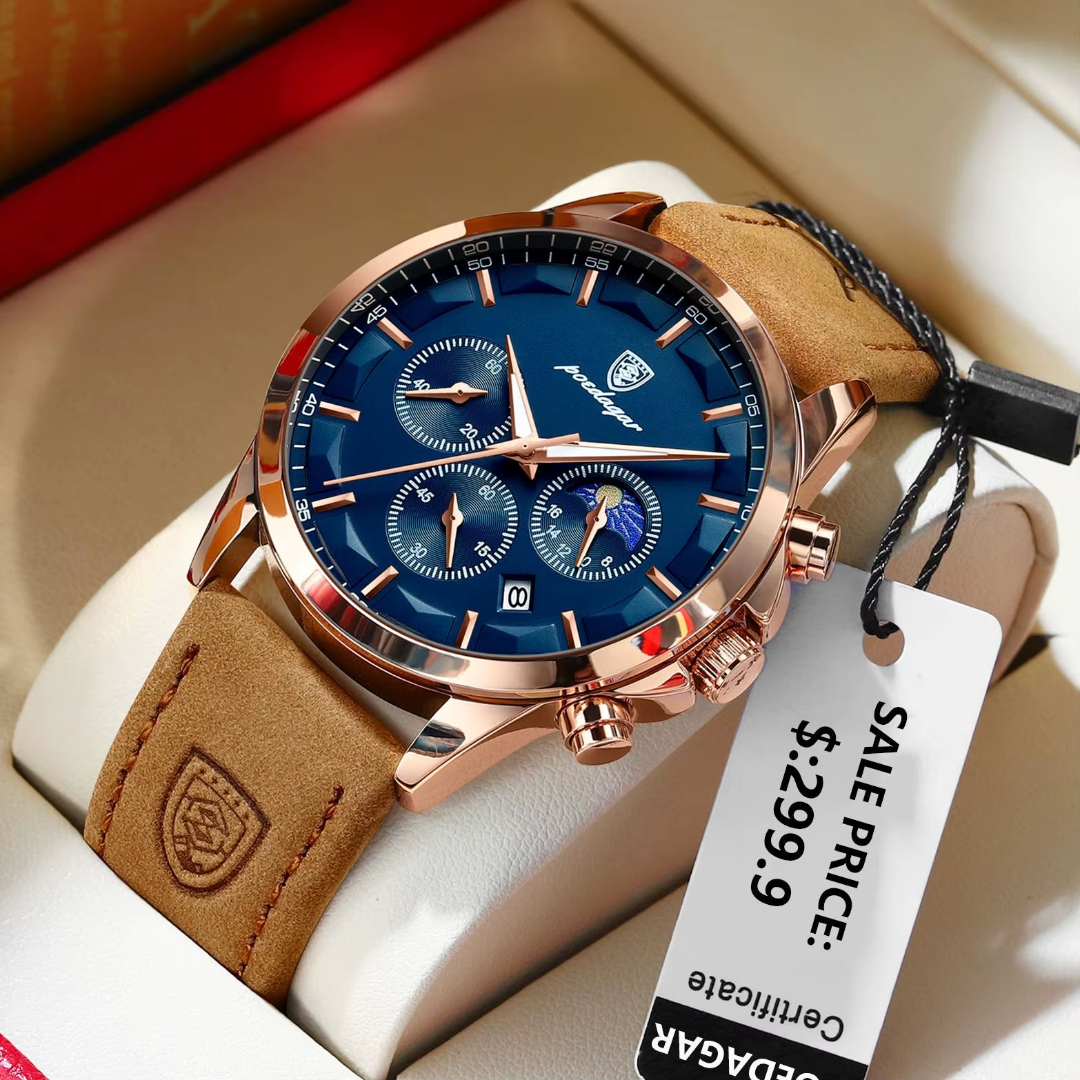 Luxury Man Wristwatch Sports Leather Men Quartz Watch Waterproof Luminous Calendar Chronograph Men'S Watches Male Clock