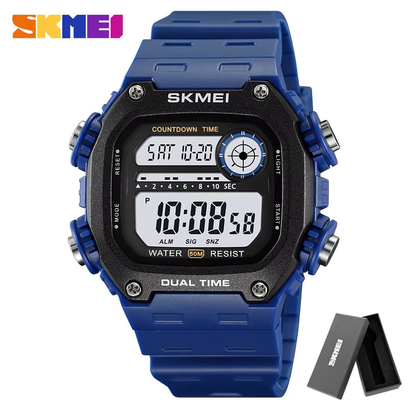 2126 Alarm Montre Homme Back Light Dightal Countdown Sport Watches Mens Fashion 5Bar Waterproof Stopwatch Wristwatch