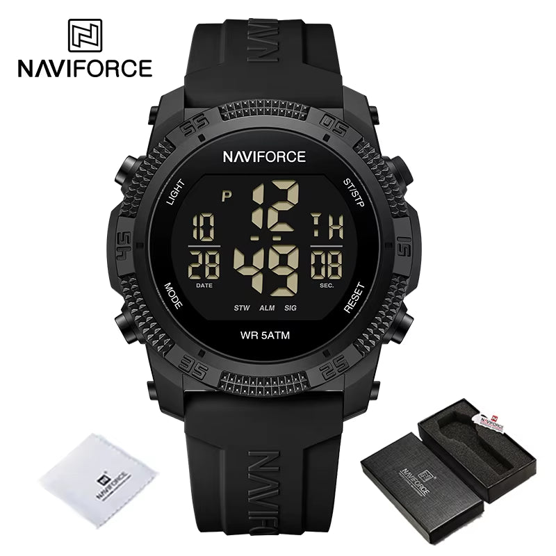 Men'S Fashion LCD Digital Wristwatch 50M Waterproof Sports Silicone Strap Watches for Man Casual Electronic Male Clock