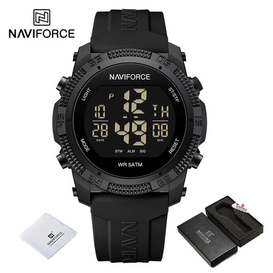 Men'S Fashion LCD Digital Wristwatch 50M Waterproof Sports Silicone Strap Watches for Man Casual Electronic Male Clock