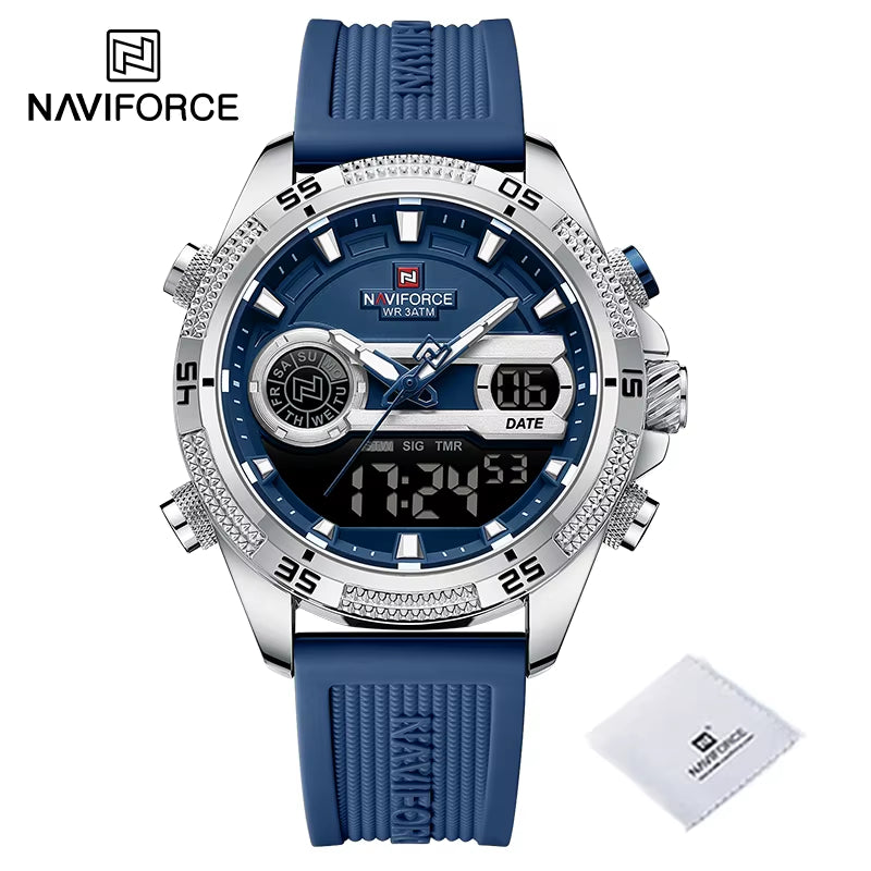 Casual Wild Silicone Strap Man'S Wristwatch Luminous Sports Water Resistant Dual Display Quartz Watches for Men NF9223