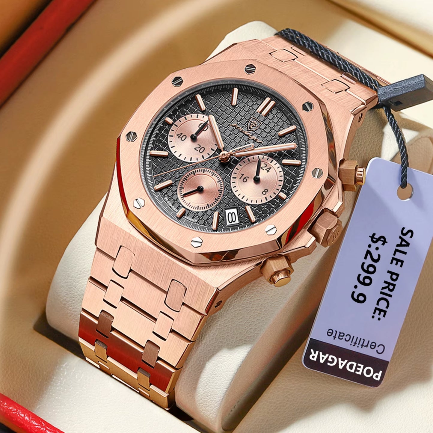 Men'S Watches Fine Steel Fashion Original Quartz Watch for Man Waterproof Luminous Date Chronograph Luxury Wristwatch