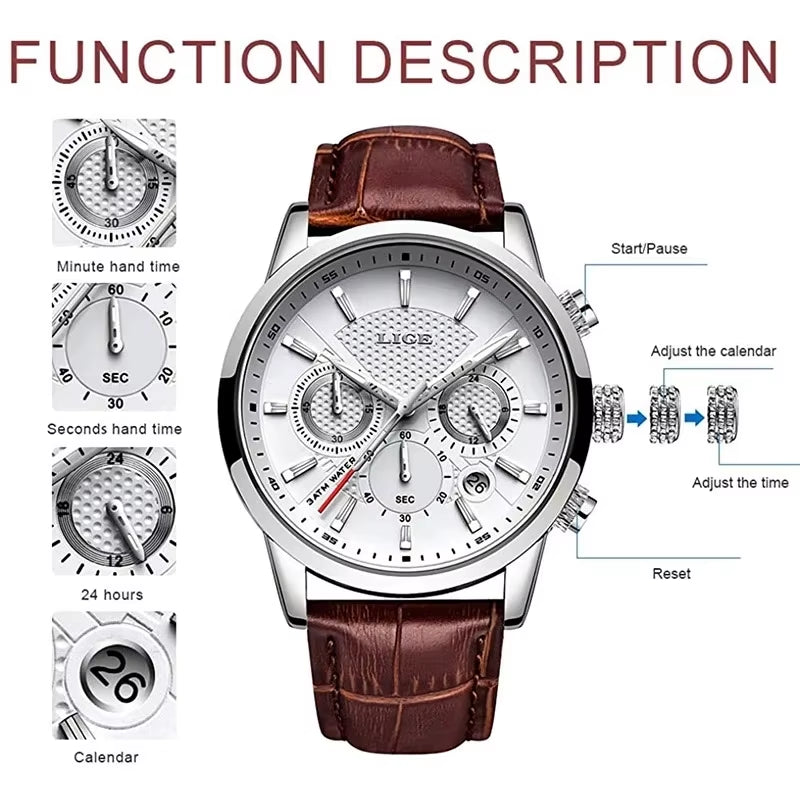Fashion Watch for Men Top Brand Luxury Business Men Watches Sport Quartz Chronograph Waterproof Wristwatch Man Reloj Hombre