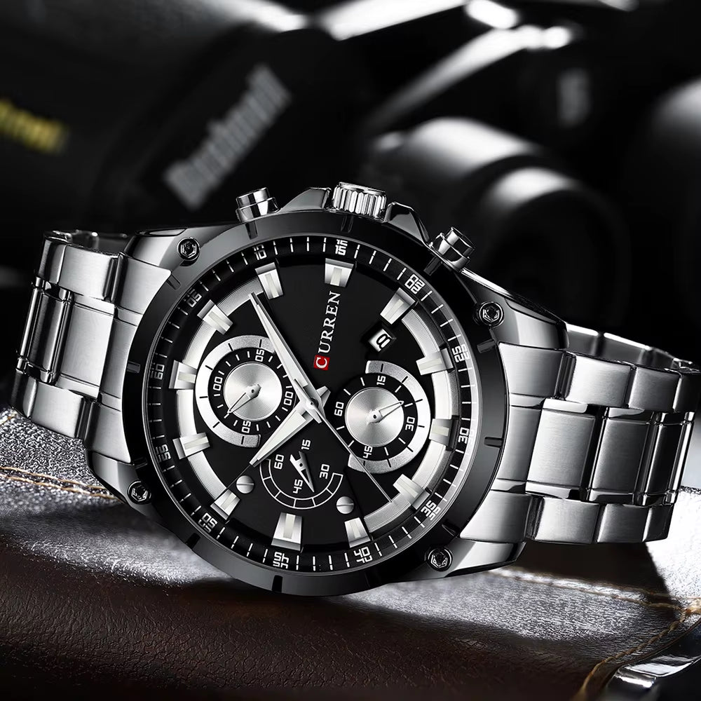 Mens Watches Fashion Top Brand Luxury Business Automatic Date Watch Men Casual Waterproof Watch Relogio Masculino+Box