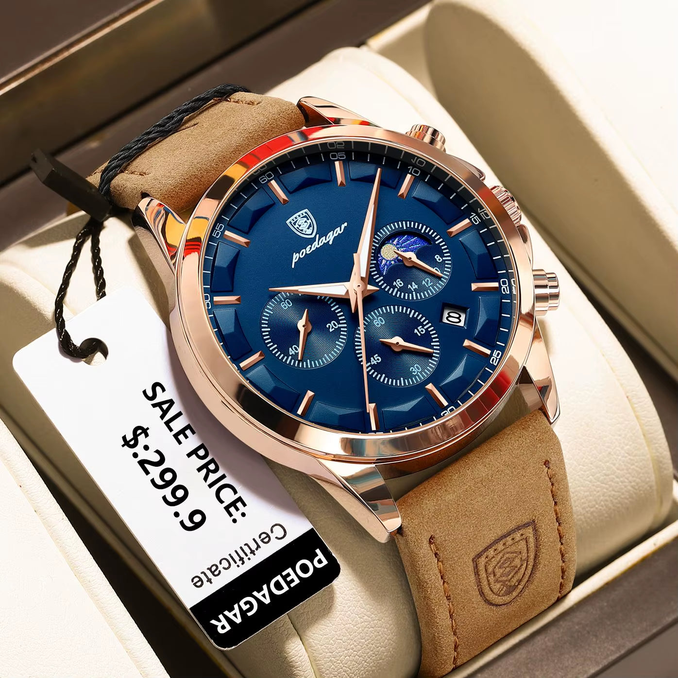 Luxury Man Wristwatch Sports Leather Men Quartz Watch Waterproof Luminous Calendar Chronograph Men'S Watches Male Clock
