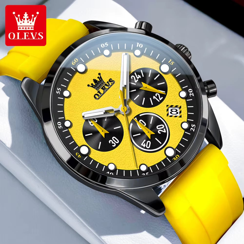 Top Brand Original Fashion Men'S Watches Multifunctional Silicone Adhesive Tape Quartz Watch Luminous Calendar Wristwatch