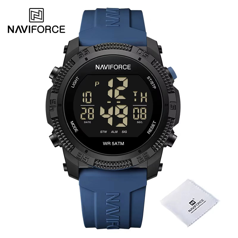 Men'S Fashion LCD Digital Wristwatch 50M Waterproof Sports Silicone Strap Watches for Man Casual Electronic Male Clock