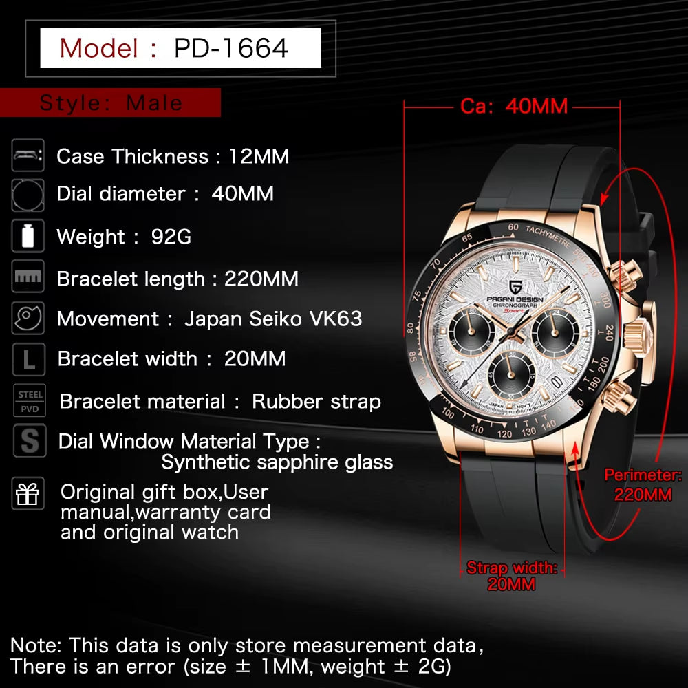 2024 New  Men Sports Quartz Watches Mens Business Watches VK63 Top Brand Luxury Watch Men Chronograph Watch for Men