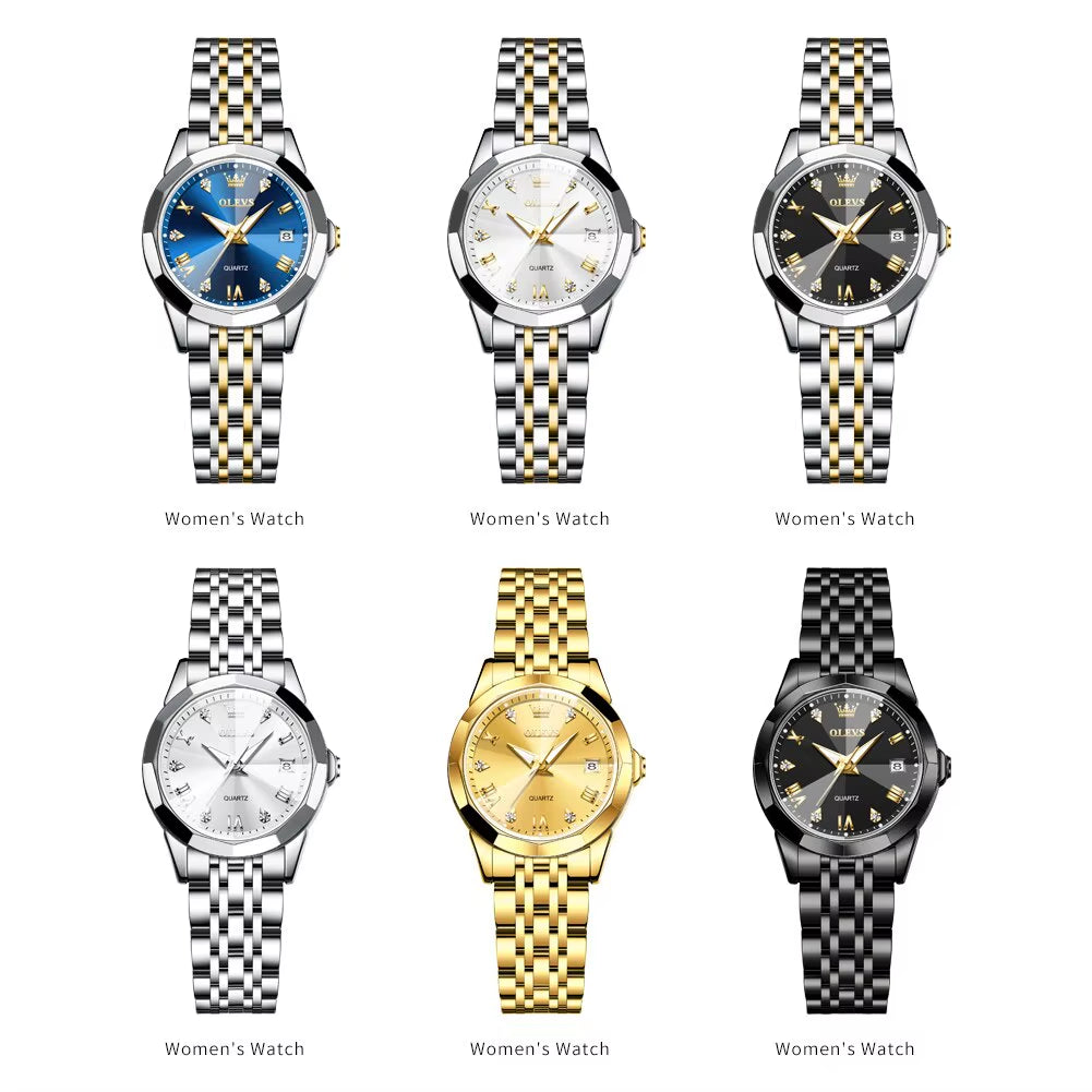 Top Brand Women'S Watches Elegant Rhombus Mirror Original Quartz Ladies Wristwatch Stainless Waterproof Diamond Wristwatch