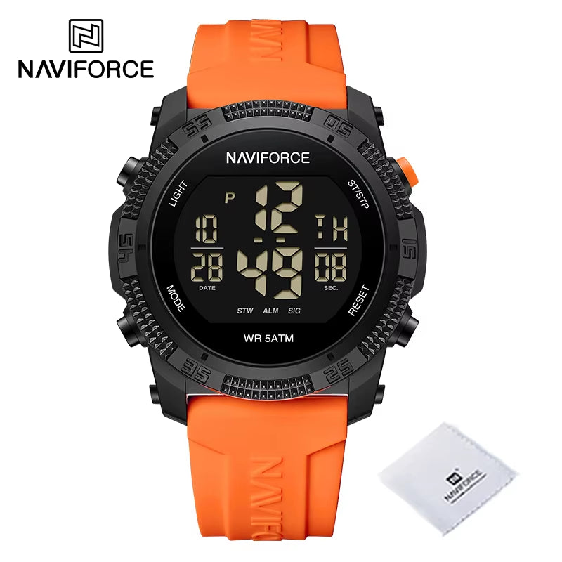 Men'S Fashion LCD Digital Wristwatch 50M Waterproof Sports Silicone Strap Watches for Man Casual Electronic Male Clock