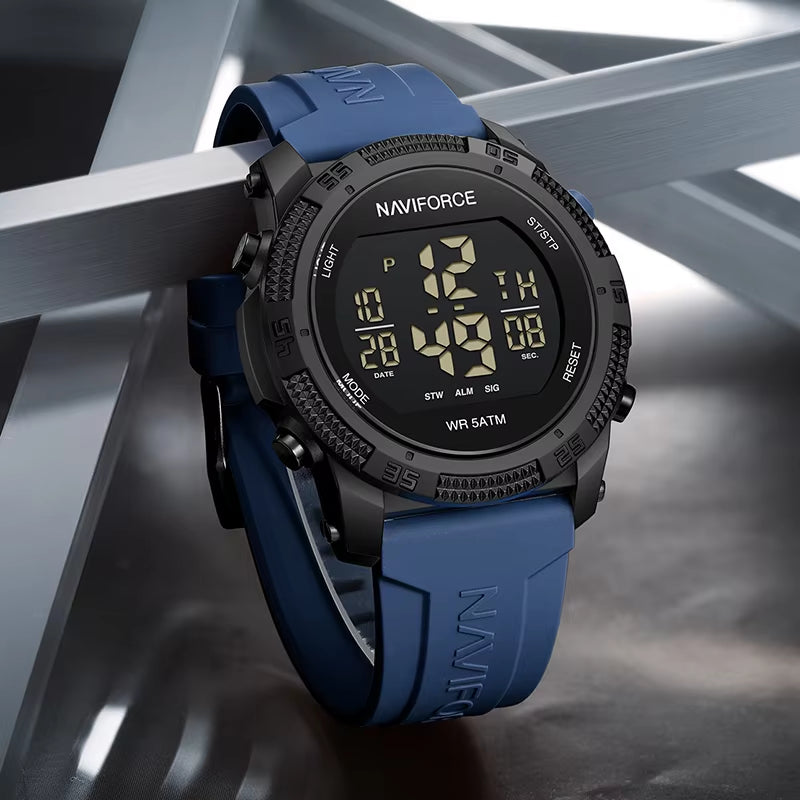 Men'S Fashion LCD Digital Wristwatch 50M Waterproof Sports Silicone Strap Watches for Man Casual Electronic Male Clock