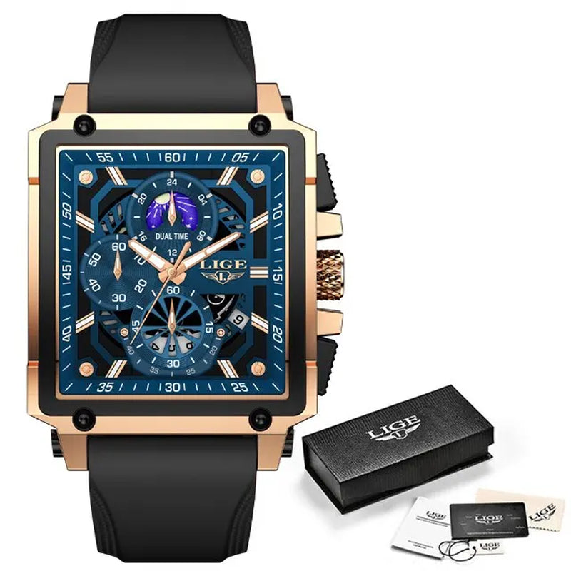 2024  Men Watches Chronograph Top Brand Luxury Silicone Sport Wristwatch Business Quartz Clock Waterproof Watch Montre Homme