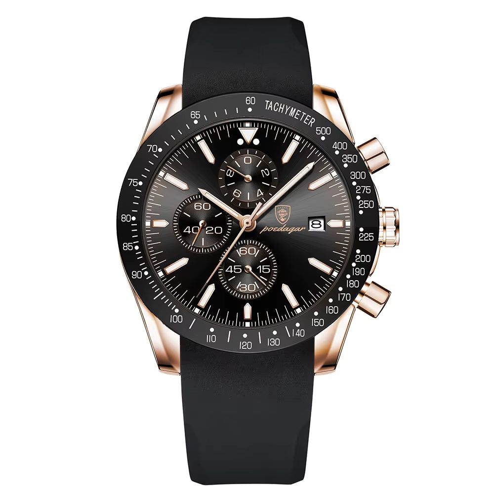 Luxury Casual Sport Watch Top Brand Creative Chronograph Silicone Strap Date Luminous Waterproof Men Watches Male Clock