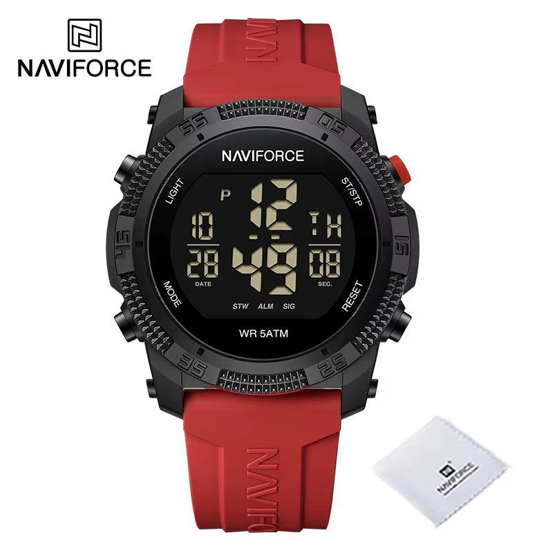 Men'S Fashion LCD Digital Wristwatch 50M Waterproof Sports Silicone Strap Watches for Man Casual Electronic Male Clock