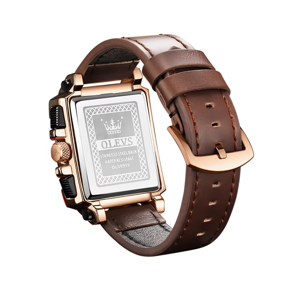 Original Watch for Men Top Brand Luxury Hollow Square Sport Watches Fashion Leather Strap Waterproof Quartz Wristwatch