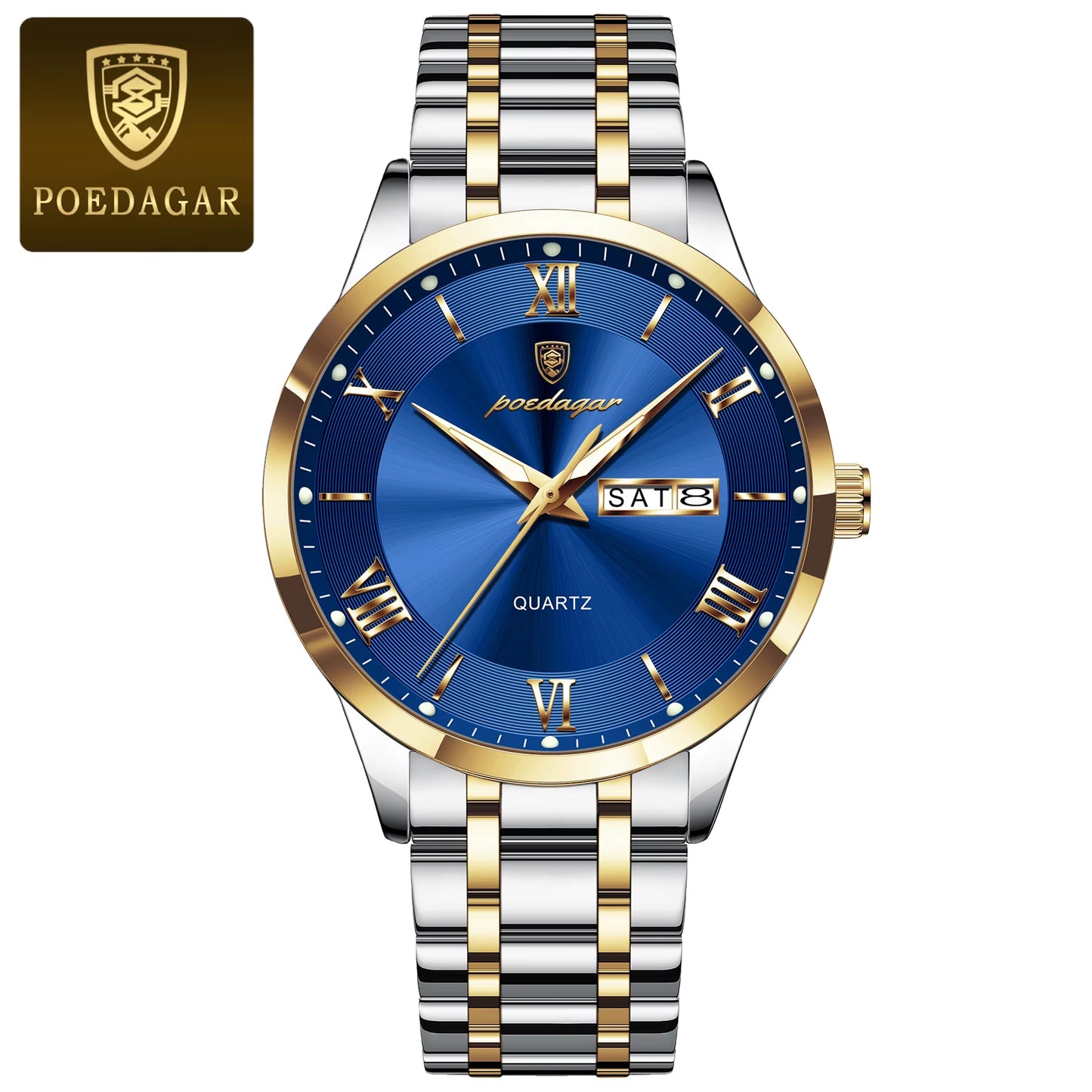 Luxury Fashion Men Clock Waterproof Luminous Week Date Sports Man Wristwatch Stainless Steel Men'S Quartz Watches Reloj