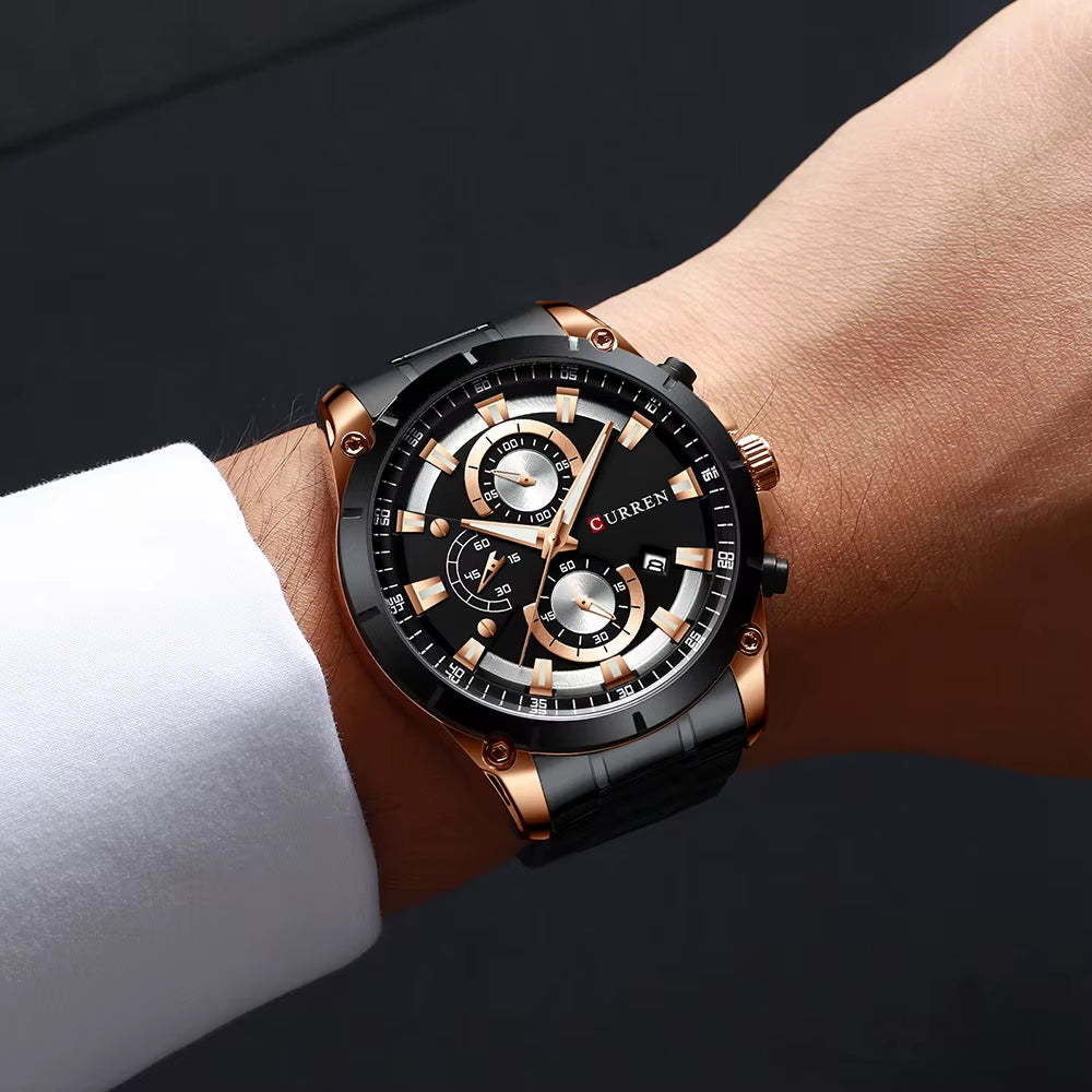 Mens Watches Fashion Top Brand Luxury Business Automatic Date Watch Men Casual Waterproof Watch Relogio Masculino+Box