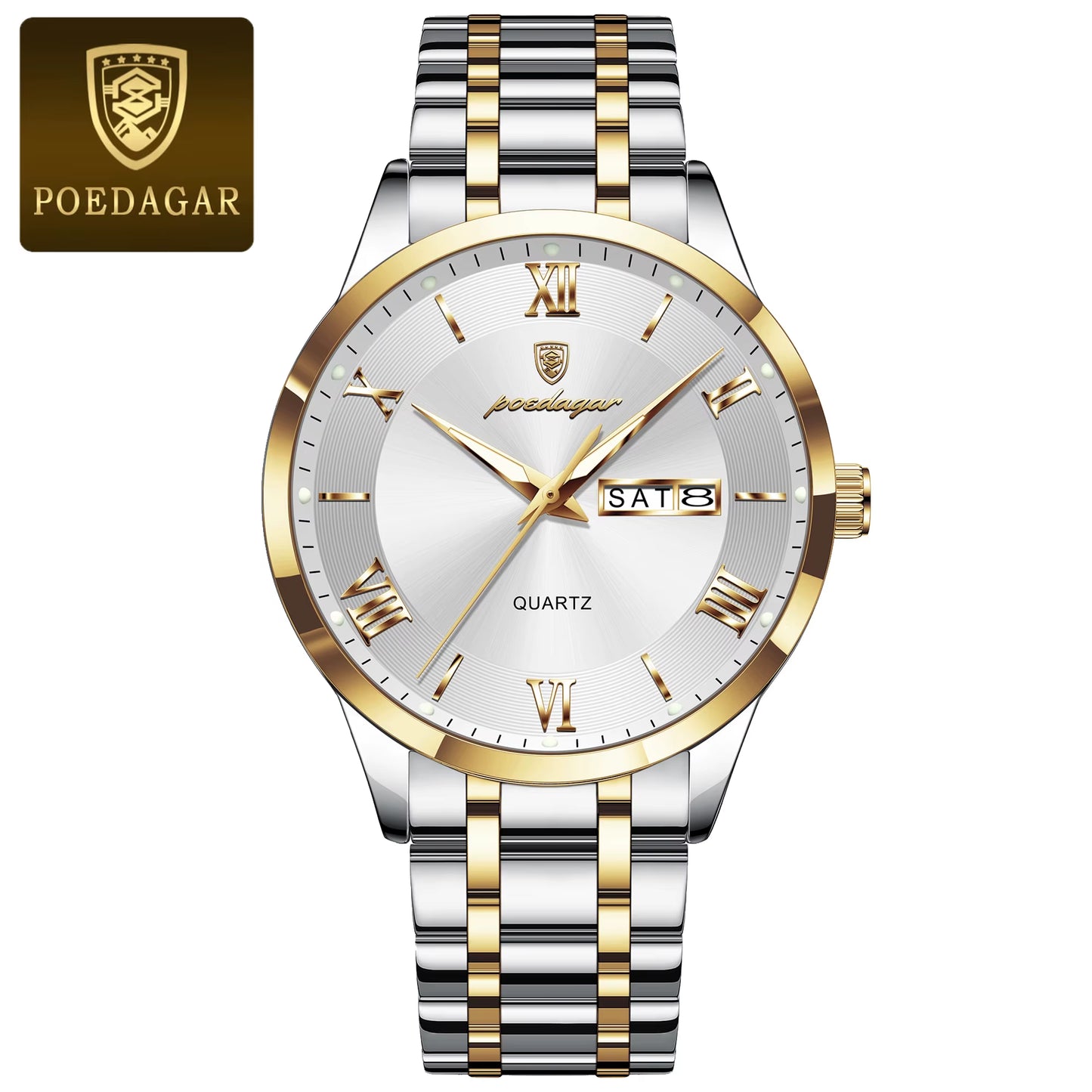 Luxury Fashion Men Clock Waterproof Luminous Week Date Sports Man Wristwatch Stainless Steel Men'S Quartz Watches Reloj