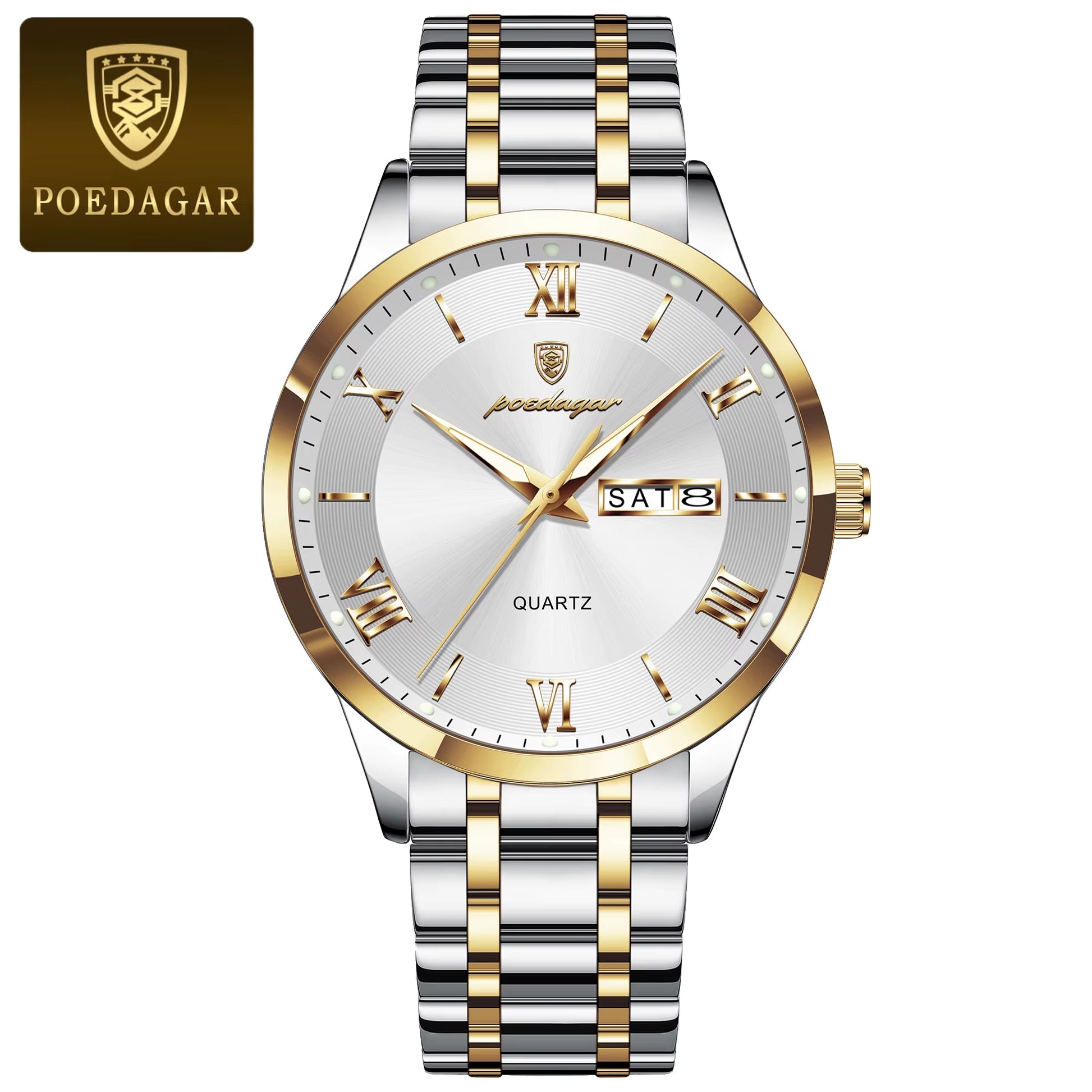 Luxury Fashion Men Clock Waterproof Luminous Week Date Sports Man Wristwatch Stainless Steel Men'S Quartz Watches Reloj