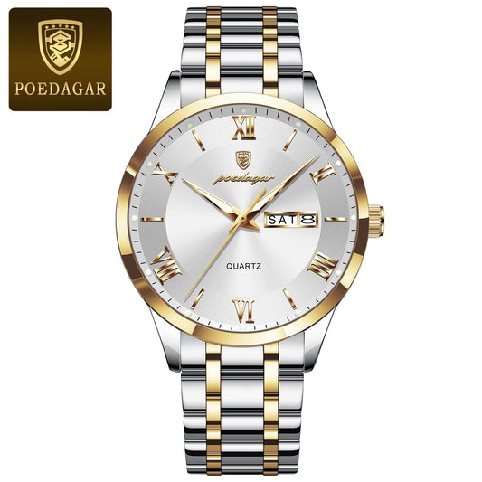 Luxury Fashion Men Clock Waterproof Luminous Week Date Sports Man Wristwatch Stainless Steel Men'S Quartz Watches Reloj