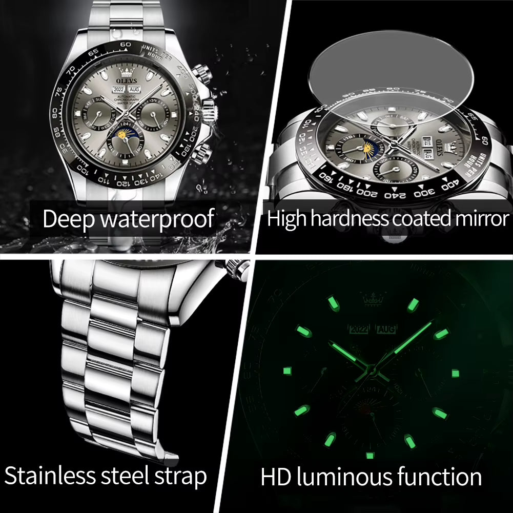 Automatic Mechanical Watches for Men TOP Brand High Quality Stainless Steel Wristwatch Luminous Waterproof Men'S Watch
