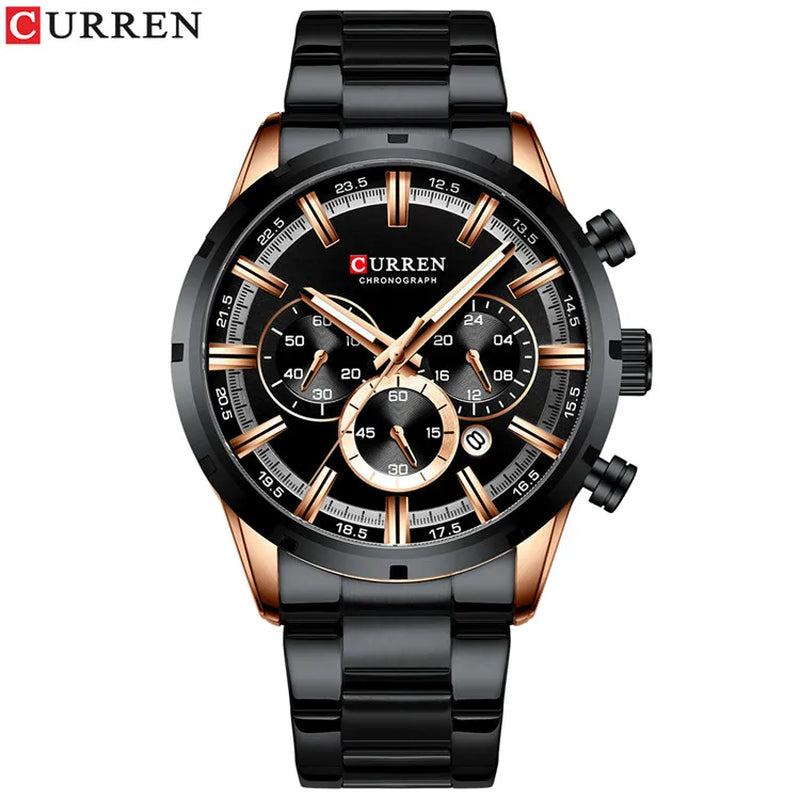 Men'S Watch Blue Dial Stainless Steel Band Date Mens Business Male Watches Waterproof Luxuries Men Wrist Watches for Men