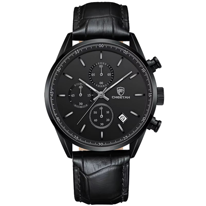 New Fashion Men Watch  Waterproof Quartz Chronograph Sport Wristwatch Leather Business Casual Male Clock Auto Date