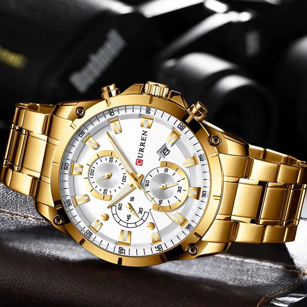 Mens Watches Fashion Top Brand Luxury Business Automatic Date Watch Men Casual Waterproof Watch Relogio Masculino+Box