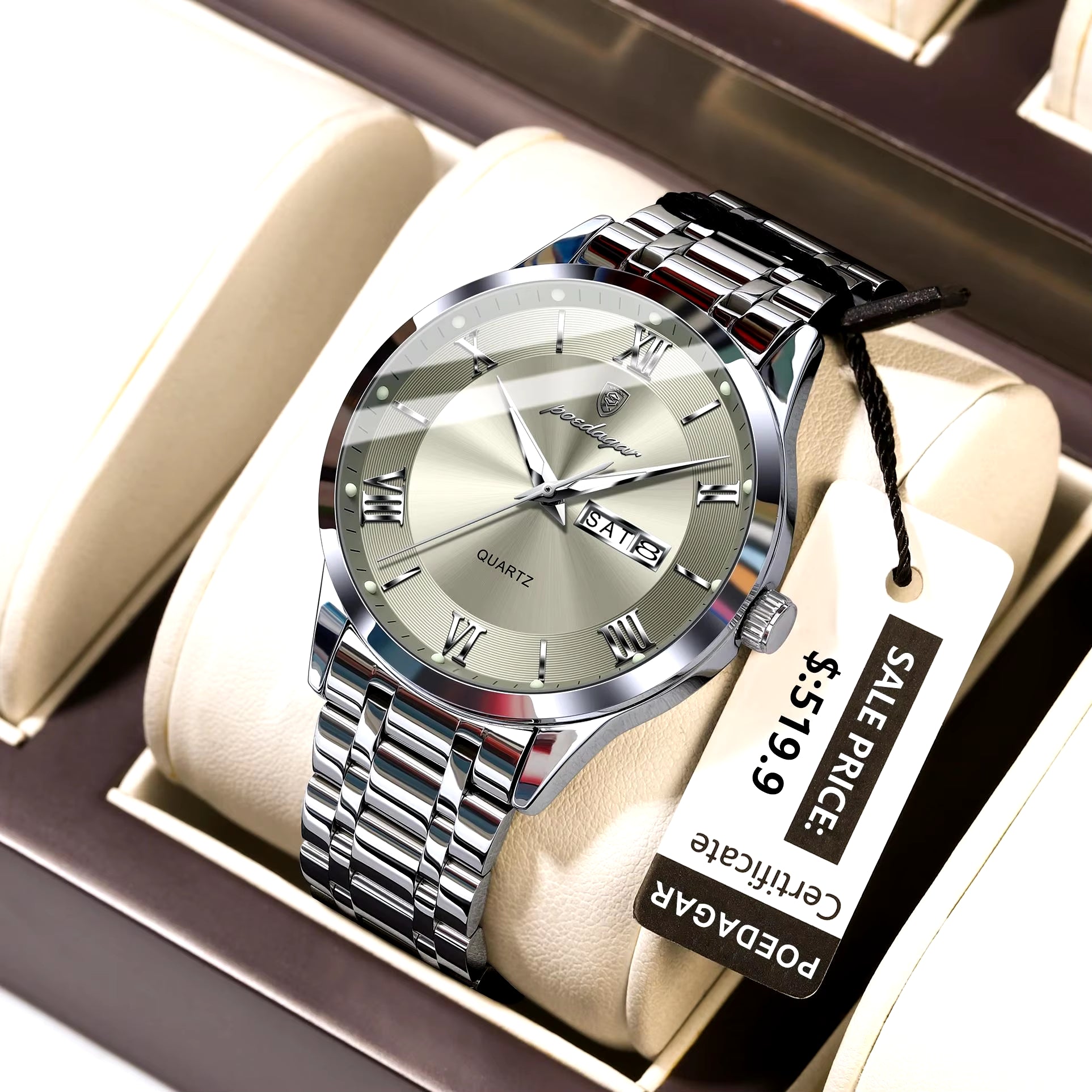 Luxury Fashion Men Clock Waterproof Luminous Week Date Sports Man Wristwatch Stainless Steel Men'S Quartz Watches Reloj