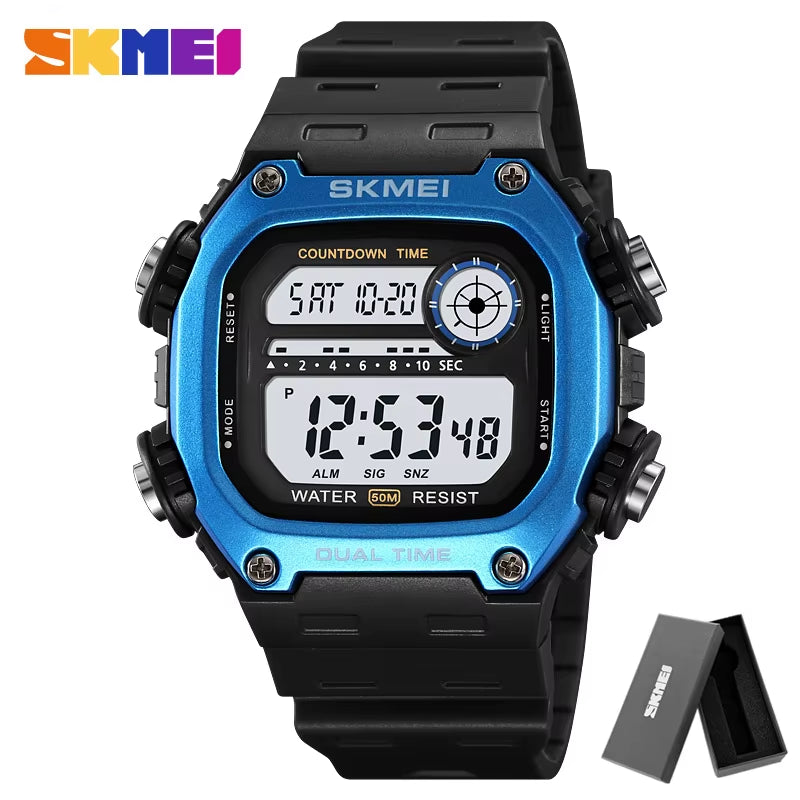 2126 Alarm Montre Homme Back Light Dightal Countdown Sport Watches Mens Fashion 5Bar Waterproof Stopwatch Wristwatch