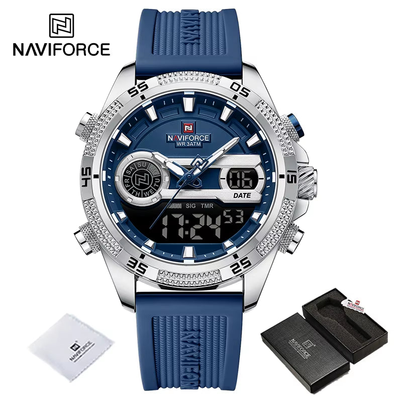 Casual Wild Silicone Strap Man'S Wristwatch Luminous Sports Water Resistant Dual Display Quartz Watches for Men NF9223