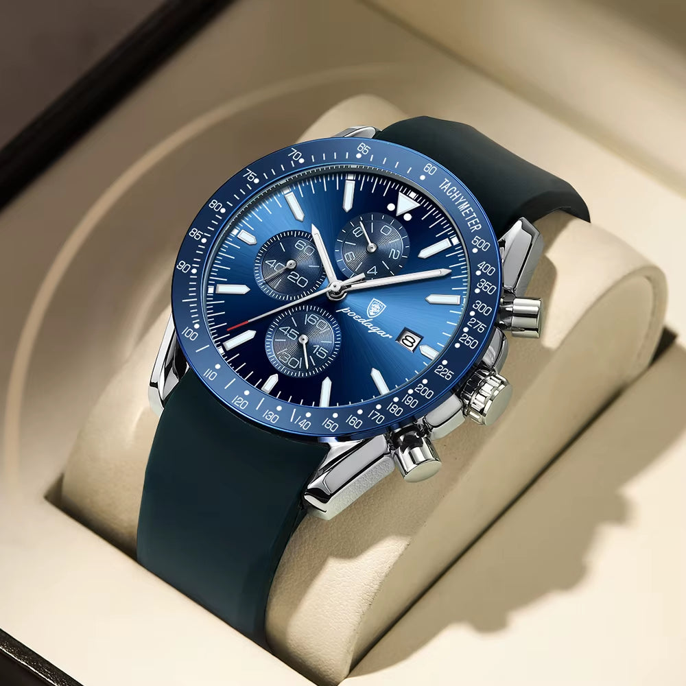 Luxury Casual Sport Watch Top Brand Creative Chronograph Silicone Strap Date Luminous Waterproof Men Watches Male Clock